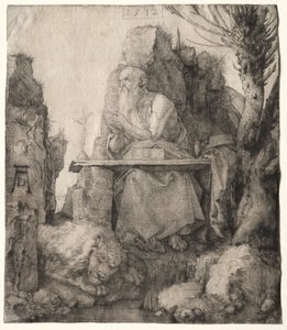 St. Jerome sedící poblíž Pollard Willow, 1512. od Albrecht Dürer