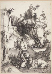Svatý Jeroným kajícník na poušti od Albrecht Dürer