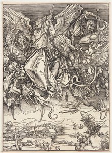 Svatý Michael v boji s drakem od Albrecht Dürer