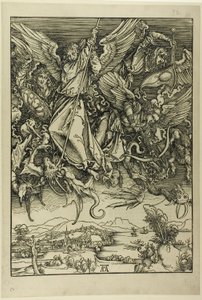 St. Michael Fighting the Dragon, z Apokalypsy od Albrecht Dürer