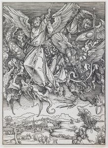 St. Michael Fighting the Dragon, ze série „The Apocalypse“ od Albrecht Dürer