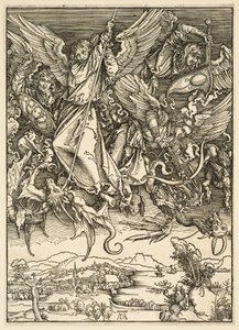 Apokalypsa: svatý Michael bojuje s drakem od Albrecht Dürer