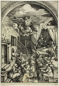 Narození Panny, ze Života Panny od Albrecht Dürer