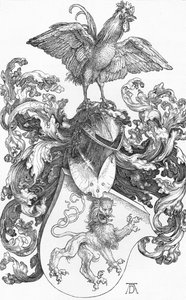Erb se lvem a kohoutem, c1502-1503, 1906 od Albrecht Dürer