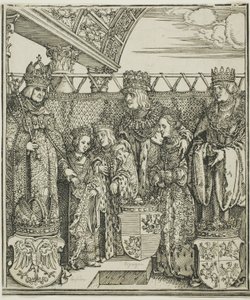 Kongres a dvojité zasnoubení ve Vídni, z Vítězného oblouku Maxmiliána I od Albrecht Dürer