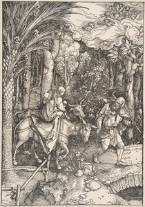 Útěk do Egypta, ze Života Panny, latinské vydání, 1511, 1511. od Albrecht Dürer