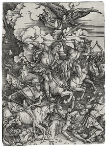 Čtyři jezdci z Apokalypsy, cca 1498 od Albrecht Dürer