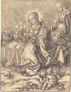 Svatá rodina na travnaté lavičce od Albrecht Dürer
