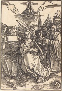 Svatá rodina s pěti anděly od Albrecht Dürer