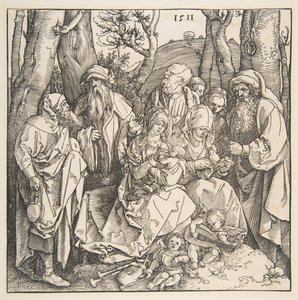 Svatá rodina se svatými a dvěma hudebními anděly, 1511. od Albrecht Dürer