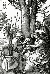 Svatá rodina se sv. Annou a svatým Joachimem, 1511 (dřevořez) od Albrecht Dürer