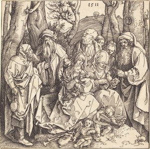 Svatá rodina se dvěma hudebními anděly od Albrecht Dürer