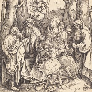 Svatá rodina se dvěma hudebními anděly, 1511. od Albrecht Dürer