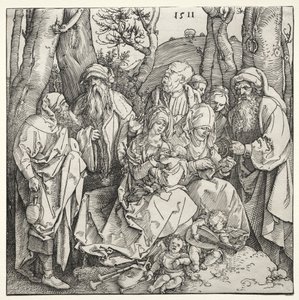 Svatá rodina se dvěma hudebníky anděly od Albrecht Dürer