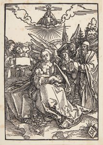 Svatá rodina s pěti anděly od Albrecht Dürer