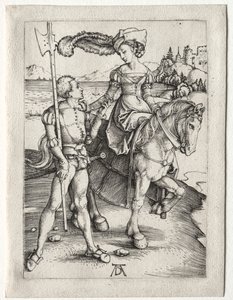 Lady Riding a Landsknecht od Albrecht Dürer