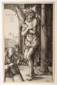 Bolestný muž u sloupu s Pannou a svatým Janem, z ryté vášně od Albrecht Dürer