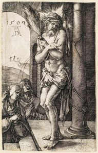 Umučení: Muž bolestí stojící u sloupu od Albrecht Dürer