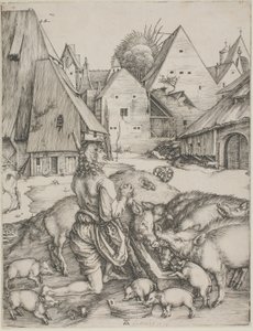 Marnotratný syn uprostřed sviní od Albrecht Dürer