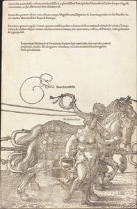 Triumfální vůz Maxmiliána I. (Velký triumfální vůz) [deska 3 z 8] od Albrecht Dürer