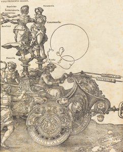 Triumfální vůz Maxmiliána I. Velký triumfální vůz [deska 2 z 8], 1523 latinské vyd. od Albrecht Dürer