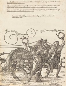 Triumfální vůz Maxmiliána I. Velký triumfální vůz [deska 6 z 8], 1523 latinské vyd. od Albrecht Dürer