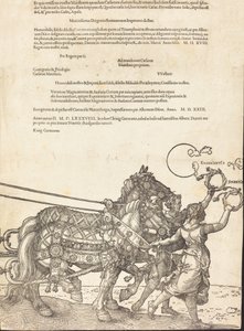 Triumfální vůz Maxmiliána I. Velký triumfální vůz [deska 8 z 8], 1523 latinské vyd. od Albrecht Dürer