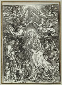 Panna a dítě obklopené anděly, 1518 od Albrecht Dürer