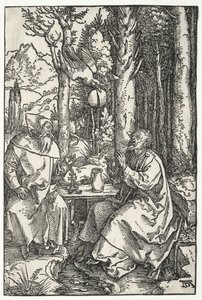 Návštěva sv. Antonína u sv. Pavla poustevníka, c. 1504. od Albrecht Dürer