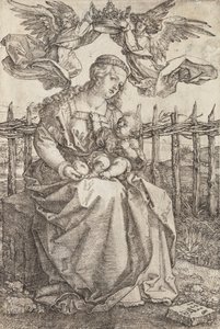 Panna Marie korunovaná dvěma anděly od Albrecht Dürer