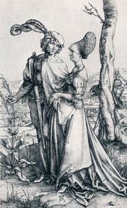 Mladý pár ohrožený smrtí nebo Promenáda, 1495, 1906 od Albrecht Dürer