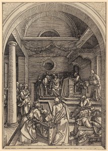 Dvanáctiletý Ježíš v chrámu, list 16 ze série „Život Panny Marie“ od Albrecht Dürer