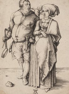 Kuchař a jeho žena, c.1496 (rytina) od Albrecht Dürer