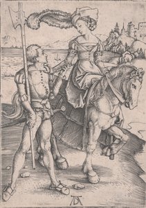 Dáma na koni a Lansquenet od Albrecht Dürer
