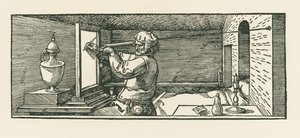 Muž kreslí plechovku od Albrecht Dürer or Duerer