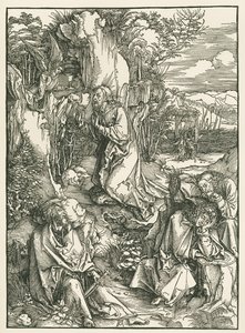 Agónie v zahradě - Kristus na Olivové hoře, asi 1496-97 (dřevoryt) od Albrecht Dürer or Duerer