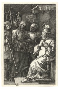 Kristus před Kaifášem. 1512 (Burinova rytina na mědi) od Albrecht Dürer
