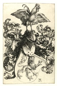 Erb se lvem a kohoutem. 1502-03 od Albrecht Dürer
