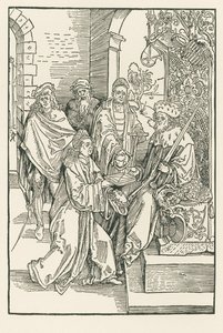 Konrád Celtes předává své vydání Roswithových komedií saskému kurfiřtovi Fridrichu. od Albrecht Dürer or Duerer