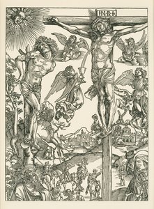 Ukřižování (Velká Kalvárie), asi 1496-00 (dřevoryt) od Albrecht Dürer or Duerer