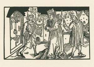 Davus, Simo a Chremes, asi 1492-93 (dřevoryt) od Albrecht Dürer or Duerer