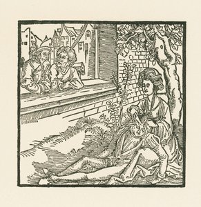 Dalila uřízne Samsonovi vlasy od Albrecht Dürer or Duerer