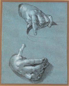 Ruce - Dvě studie (kresba křídou na modrém papíře) od Albrecht Dürer or Duerer
