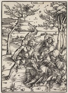 Hercules Conquering Cacus, kolem 1496 (dřevořez) od Albrecht Dürer