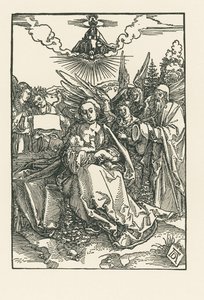 Svatá rodina s pěti anděly, asi 1503-04 (dřevoryt) od Albrecht Dürer or Duerer