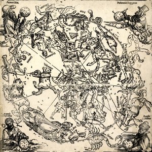 Imagines coeli Septentrionales cum duodecim imaginibus zodiaci, asi 1510-20 (dřevoryt)