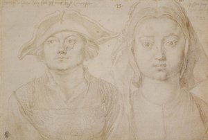 Marx Ulstat; Antwerpenin kaunis nuori nainen, n. 1520–1521 (hopeakärki, pohjamaalattu norsunluun väriselle paperille) od Albrecht Dürer or Duerer