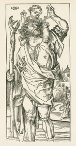 Svatý Kryštof. Norimberk, asi 1500-05 (dřevoryt) od Albrecht Dürer or Duerer