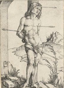 Svatý Šebestián přivázaný ke sloupu, kolem roku 1499 od Albrecht Dürer