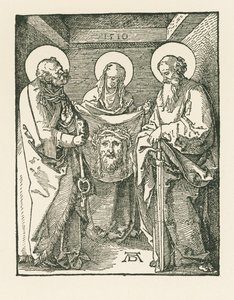 Svatá Veronika mezi svatými Petrem a Pavlem - Sudarium svaté Veroniky od Albrecht Dürer or Duerer